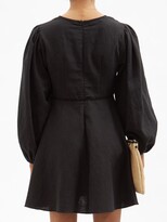 Thumbnail for your product : Fil De Vie Montauk Bar-embroidered Linen-canvas Minidress - Black