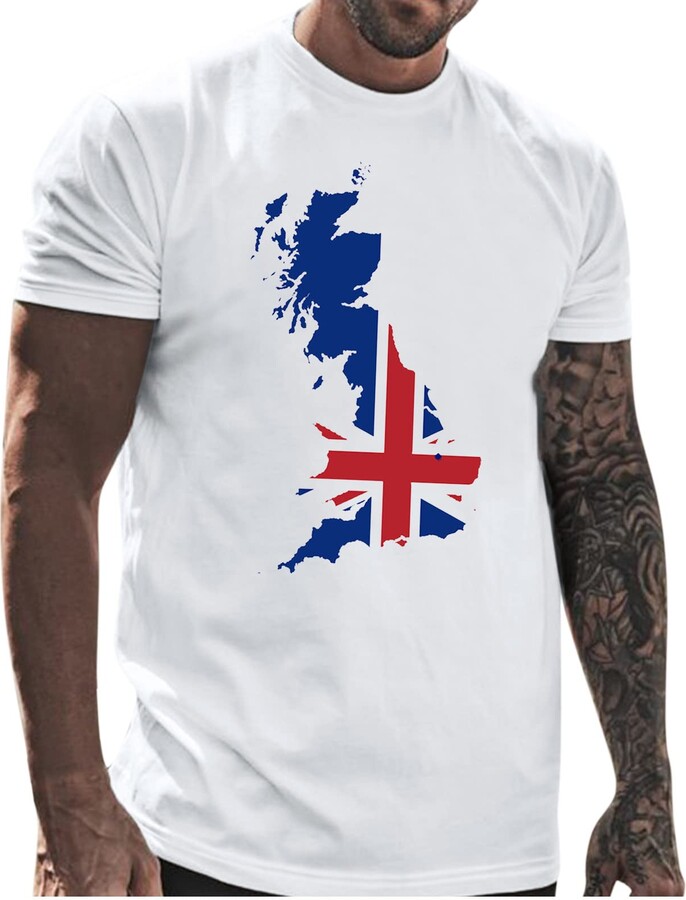 COOFANIN Union Jack Polo Shirt Men Gym Mens Hawaiian Shirts UK Hippie