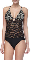 Thumbnail for your product : Luxe by Lisa Vogel Lace-Top One-Piece Swimsuit