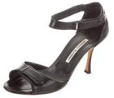 Thumbnail for your product : Manolo Blahnik Leather Ankle Strap Sandals