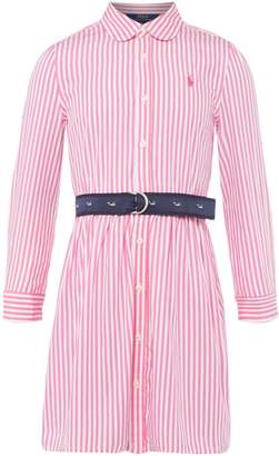 Polo Ralph Lauren Girls Thin Stripe Removeable Belt Shirt Dress