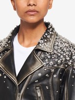 Thumbnail for your product : Miu Miu Crystal-Embellished Cropped Biker Jacket
