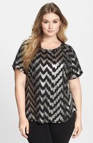 Thumbnail for your product : Sejour Foiled Slub Jersey Tee (Plus Size)