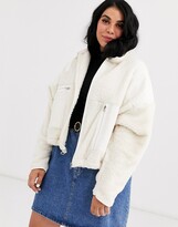 Thumbnail for your product : Another Reason Plus trucker jacket in teddy fleece