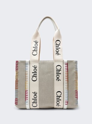 Chloé Medium Woody Tote Bag White