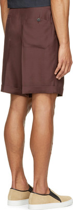 Valentino Burgundy Belted Silk Shorts