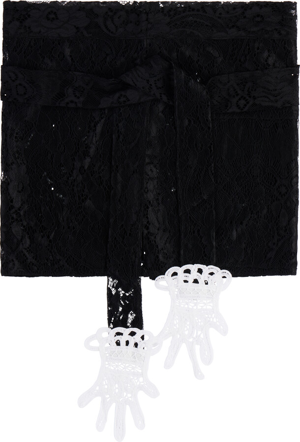 Gohar World Black Embroidered Mini Lace Hands Apron
