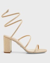 Thumbnail for your product : Rene Caovilla Snake Ankle-Wrap Block-Heel Sandals