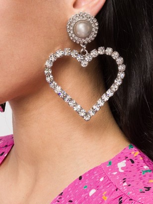Alessandra Rich Crystal-Embellished Heart Drop Earrings