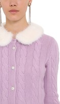 Thumbnail for your product : Miu Miu Waved Knit Cardigan W/fur Details