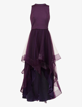 Chi Chi London Thais asymmetrical crepe and tulle midi dress