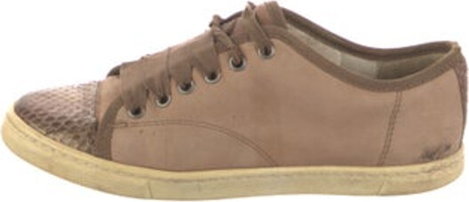 Lanvin Leather Low Top Sneakers Neutrals Animal Print Round-Toes Lace-Up Closure at Uppers Unfortunately, due to restrictions, this item may not be eligible for shipping in all areas. | Lanvin Leather Animal Print Sneakers in Neutrals, Women's 6