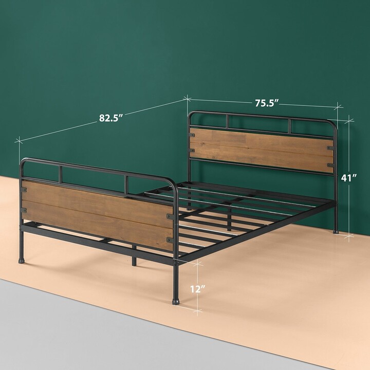 Zinus Priage By Brown Metal And Wood, Priage Bed Frame