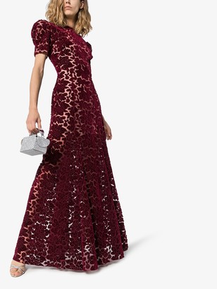 The Vampire's Wife Flocked Lace Velvet Maxi Gown