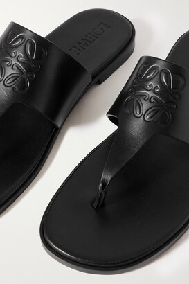 Loewe Paula's Ibiza Logo-debossed Leather Sandals - Black