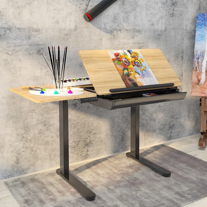 FlexiSpot Height Adjustable Drafting Table MultiFunction Drawing Table Tiltable Tabletop