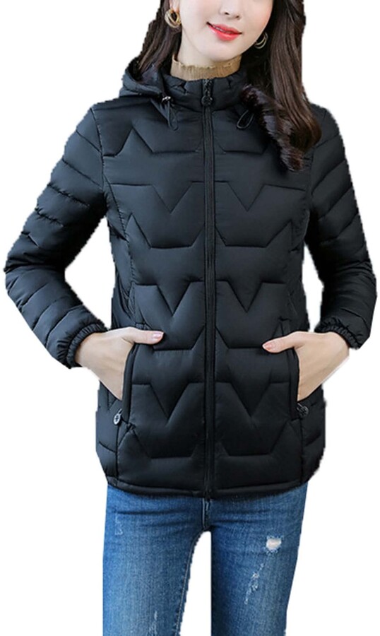 Wjanyhn Cotton-Padded Jacket Winter Clothing Fashion Large Size Women's  Lightweight Short Cotton-Padded Jacket Pure Color Multi-Color Warm Cotton-Padded  Jacket Black - ShopStyle