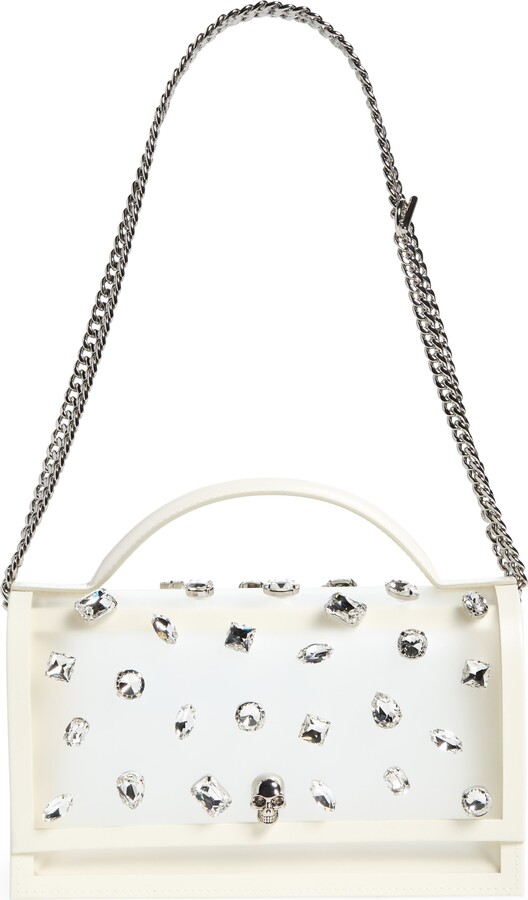 Alexander McQueen Medium Skull Crystal Embellished Clear Top Handle Bag