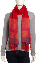 Thumbnail for your product : Neiman Marcus Happy Striped Cashmere-Blend Scarf, Red/Multi