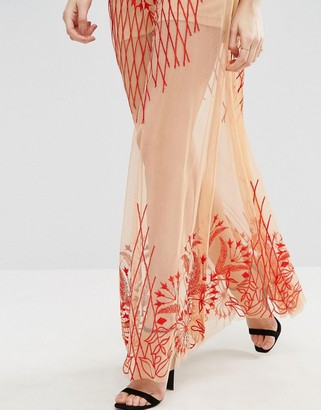 ASOS Maxi Skirt With Sheer Illusion Embroidery