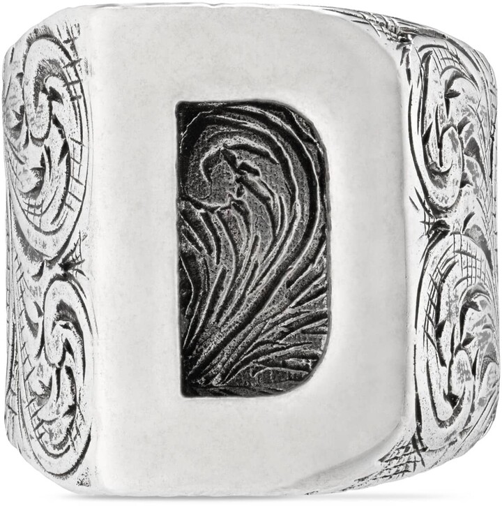 Gucci Letters 'D' ring in silver - ShopStyle