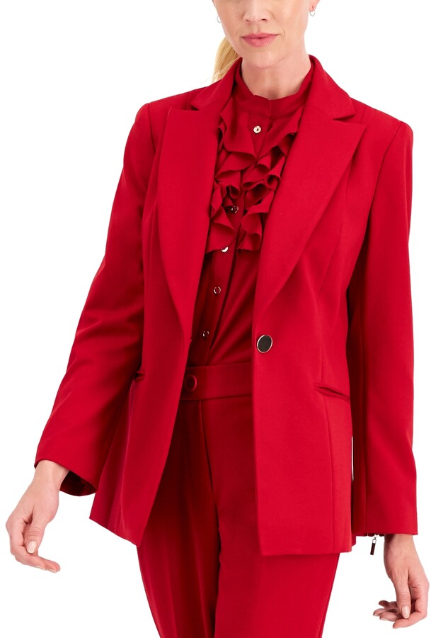 red petite blazer