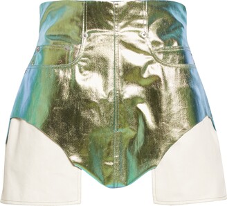 Rick Owens Dirt Iridescent Cutoff Coated Denim Shorts