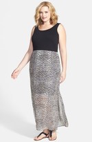 Thumbnail for your product : Vince Camuto 'Desert Leopard' Chiffon Overlay Maxi Dress (Plus Size)