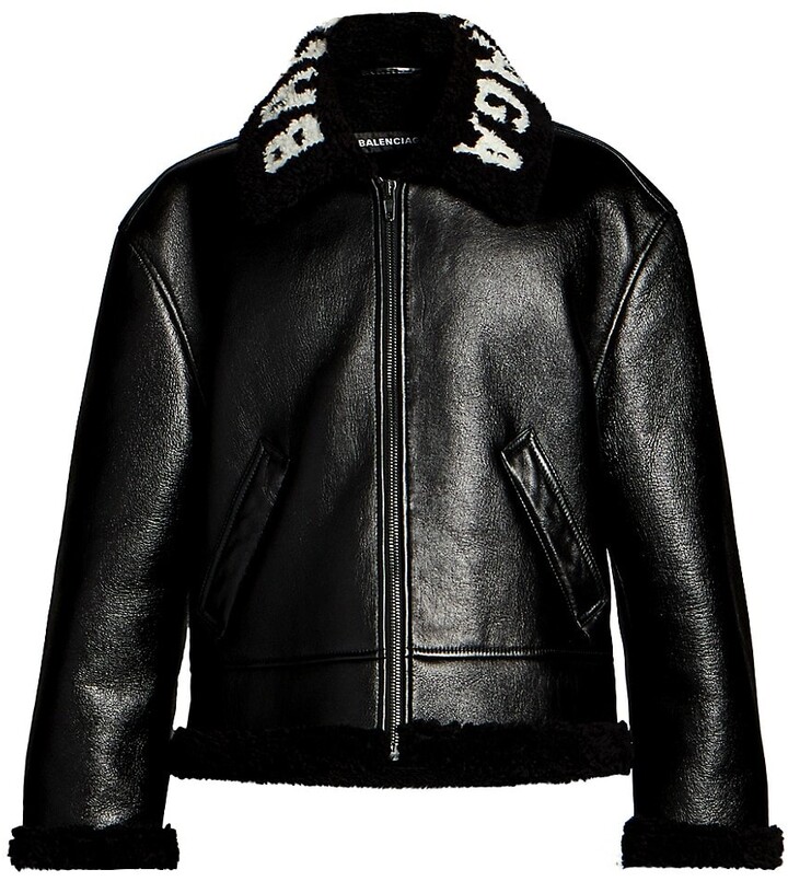 Balenciaga Cocoon Shearling Collar Leather Jacket - ShopStyle