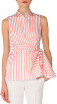 Thumbnail for your product : Akris Punto Sleeveless Kent-Collar Wrap-Detail Striped Shirt