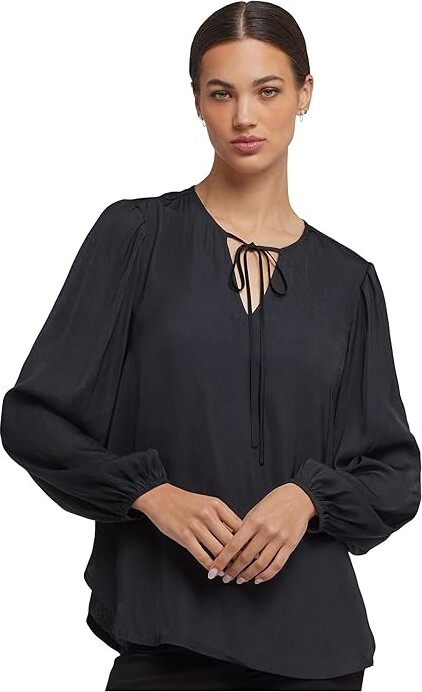 NYDJ Elsie Blouse Women's Clothing Black : XL (US 16-18), Polyester