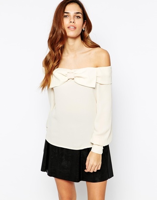 TFNC Off Shoulder Blouse With Exaggerated Bow Detail