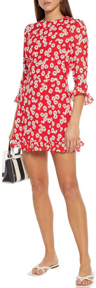 Reformation Stevie Ruffle-trimmed Floral-print Crepe Mini Dress