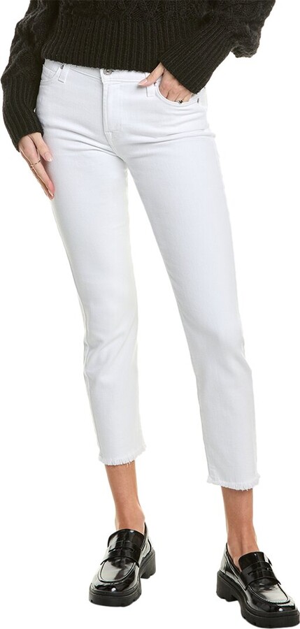 7 For All Mankind Roxanne Ankle White Slim Cigarette Jean