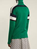 Thumbnail for your product : Gucci Logo Applique Long Sleeved Half Zip Top - Womens - Green White