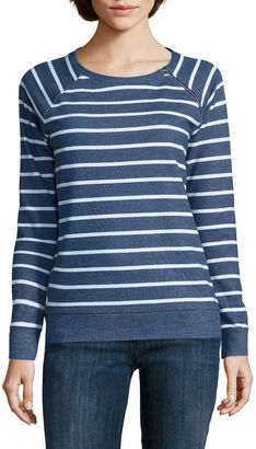 Liz Claiborne Long-Sleeve Zip-Shoulder Sweatshirt - Petite
