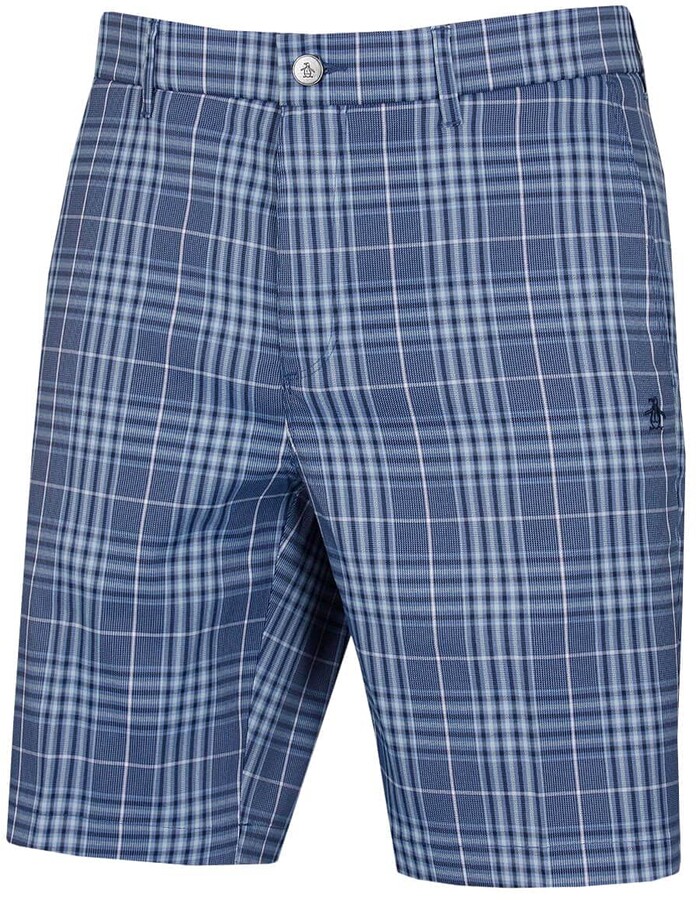 blue checkered shorts