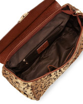 Thumbnail for your product : Adrienne Landau Rolled-Strap Faux-Fur Satchel Bag, Brown
