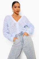Thumbnail for your product : boohoo Knitted Pointelle Cropped Cardigan