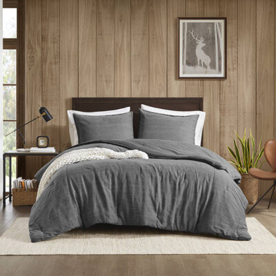 TIBMUTO Grey 100% Cotton Oversized Comforter Set with Sham - Stone-Washed Softness (Twin/Twin XL)