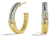 Thumbnail for your product : David Yurman Labyrinth Hoop Earrings with Diamonds in Gold