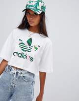 Thumbnail for your product : adidas X Farm Cropped T-Shirt With Trefoil Logo In White