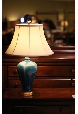 Bungalow Rose Britt Ceramic 27" Table Lamp Base Color: Aquamarine Blue Dreamy Glaze