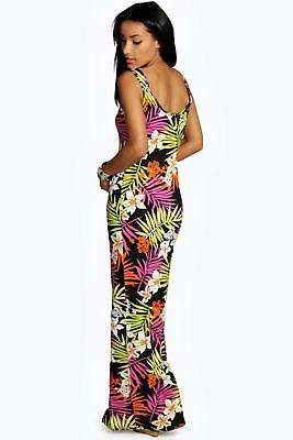 boohoo NEW Womens Tropical Scoop Neck Maxi Dress in Polyester