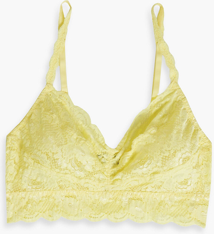 Bluebella Pride Irena delicate lace plunge bra with wavy v wire detail in  yellow