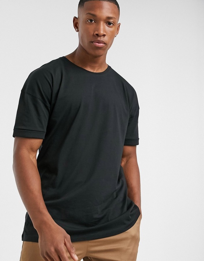 Selected drop shoulder oversized t-shirt in black - ShopStyle Tees