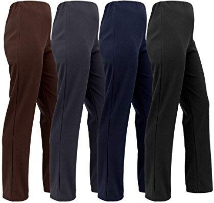 CMY Ladies (Pack of 4) Stretch Bootleg Trousers Ribbed Women Bootcut  Elasticated Waist Pants Work WEAR Pull ON Bottoms Plus Sizes 8-26 (2XL  (22-24) 25L) - ShopStyle