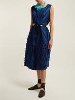 Thumbnail for your product : Issey Miyake Petiole Pleated Cocoon Dress - Womens - Blue