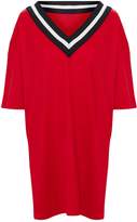 Thumbnail for your product : PrettyLittleThing Red V Neck Sports Trim T Shirt Dress