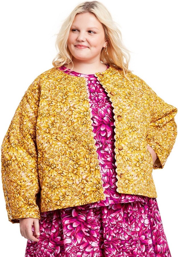 Women's Plus Size Mum Floral Quilted Jacket Kika Vargas x Target Gold